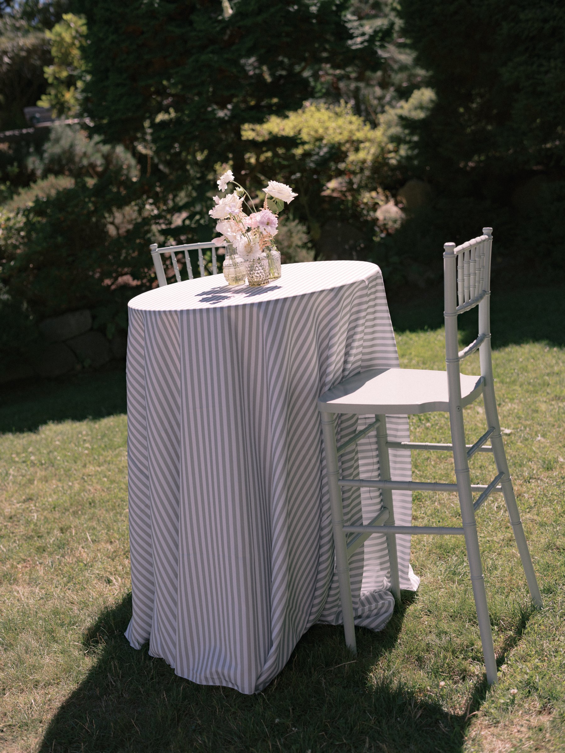 Light Sage Striped Tablecloth