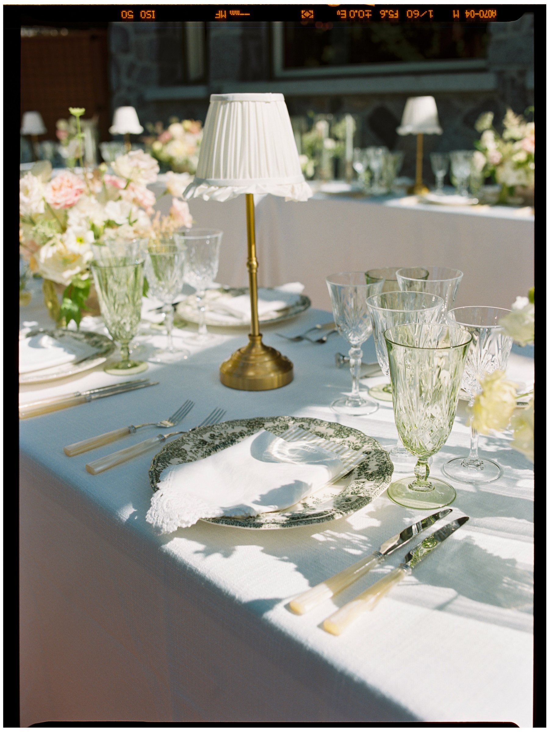 Brass Lamp with Creme Ruffled Shade