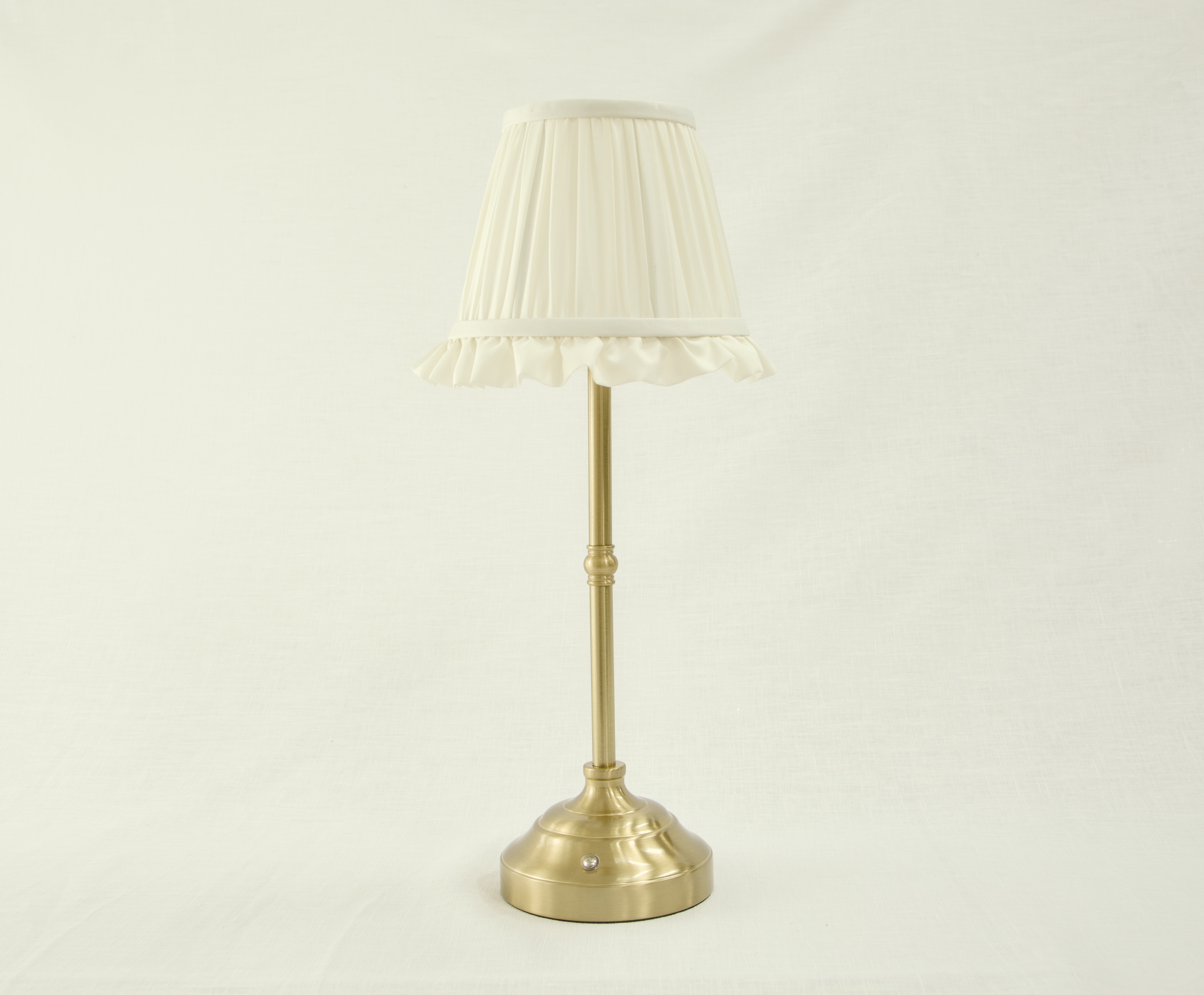 Brass Lamp with Creme Ruffled Shade
