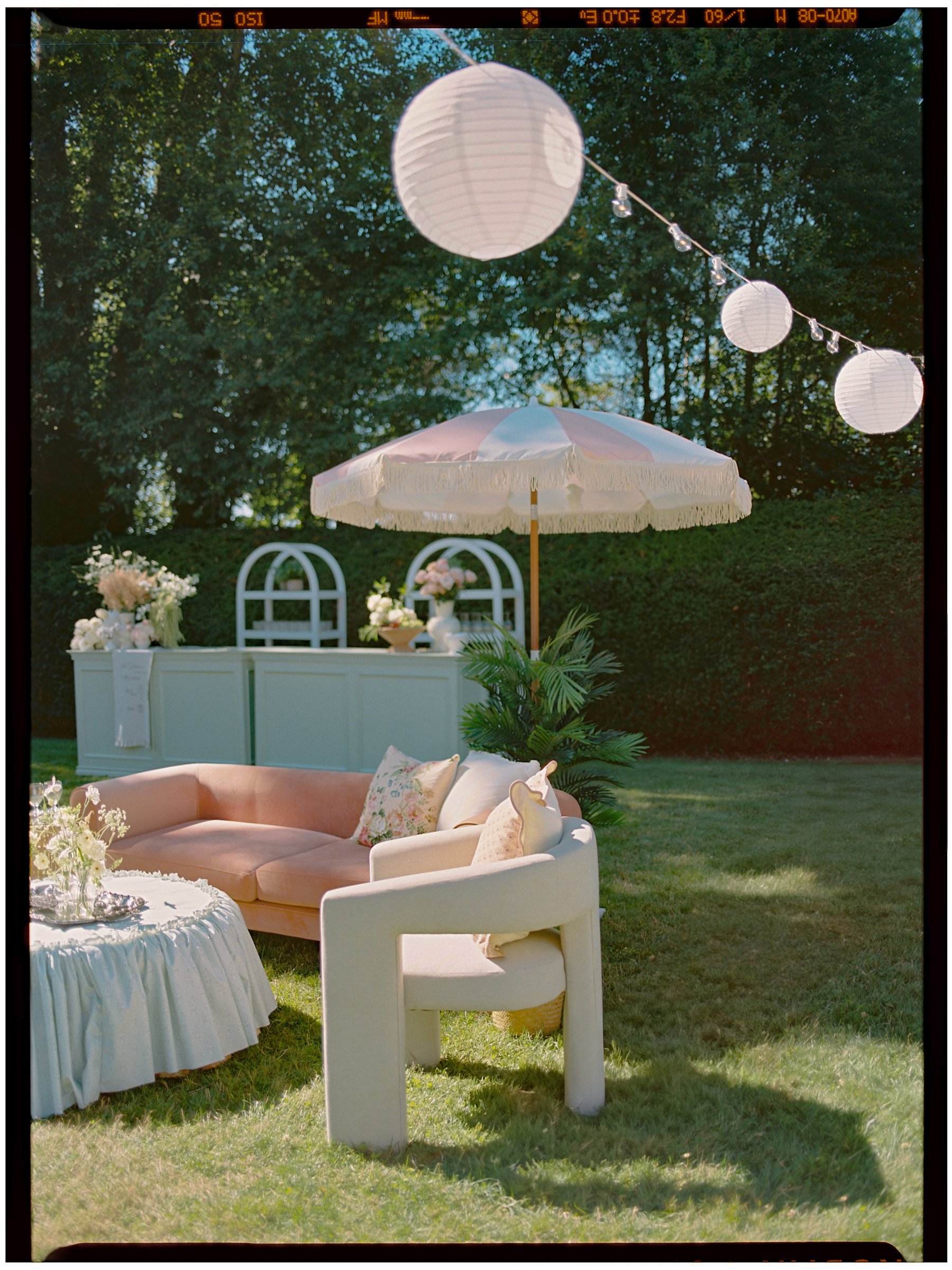 Pastel Pink & White Umbrella